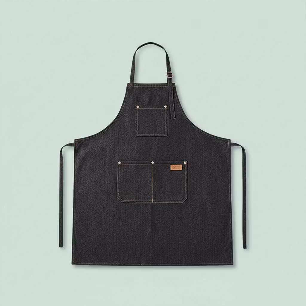 Kestävä kampaajan denim-essu