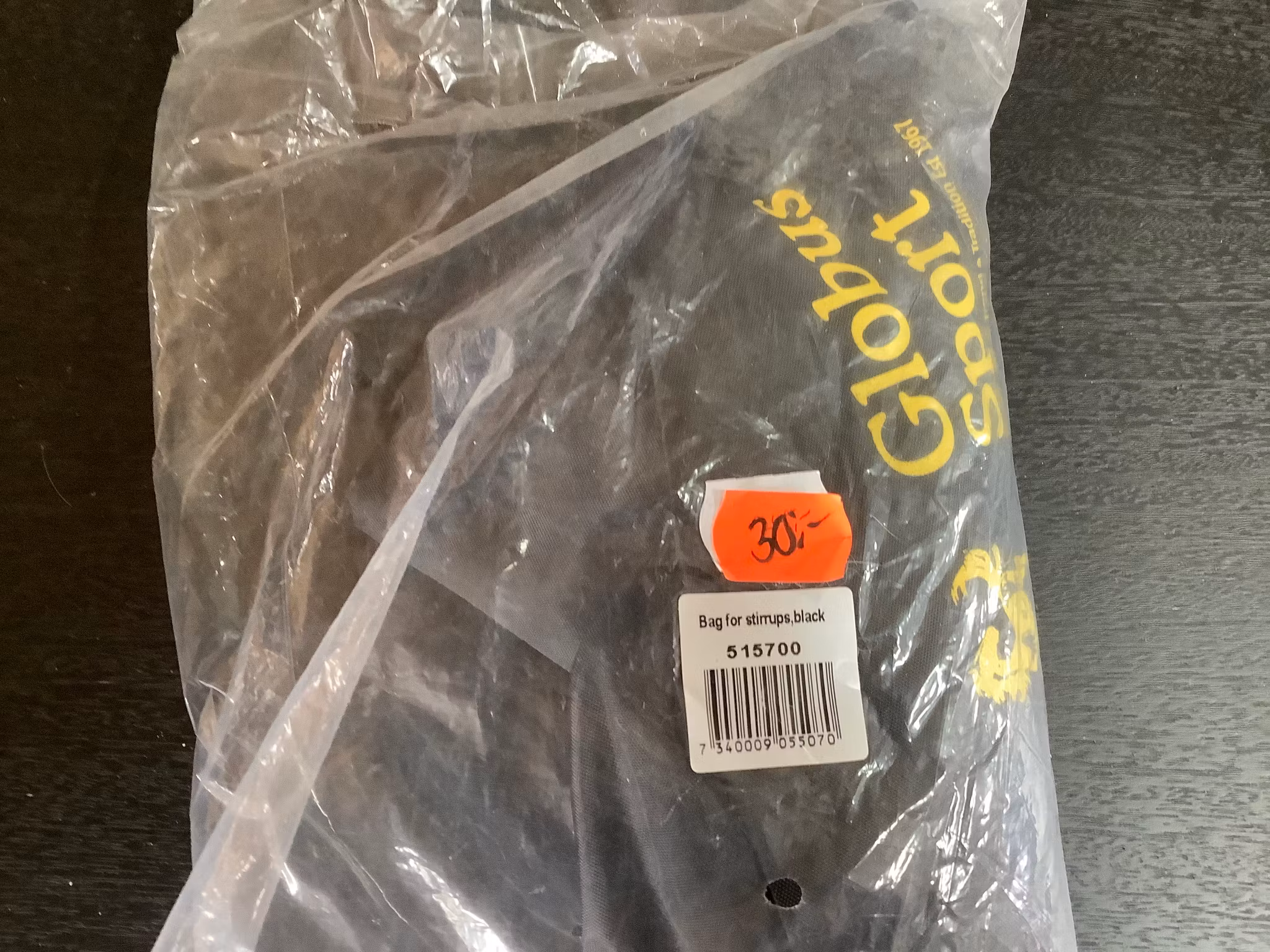 Globus påse till stigbyglar svart,ny
