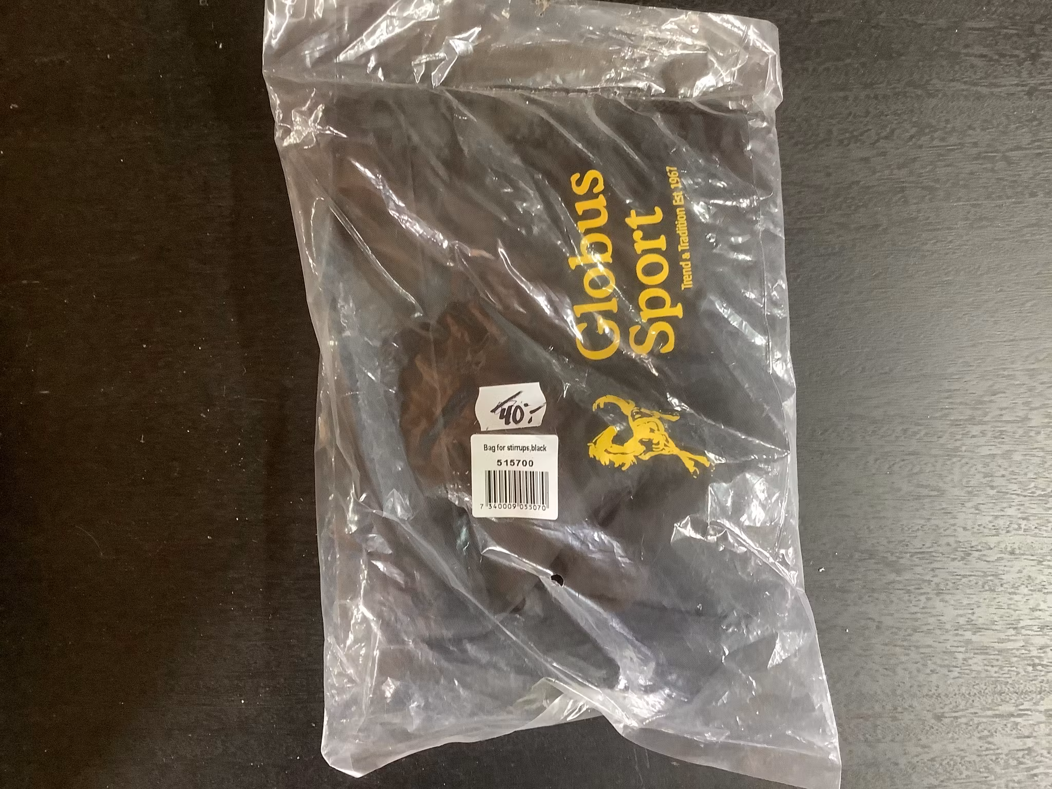 Globus påse till stigbyglar,svart,ny