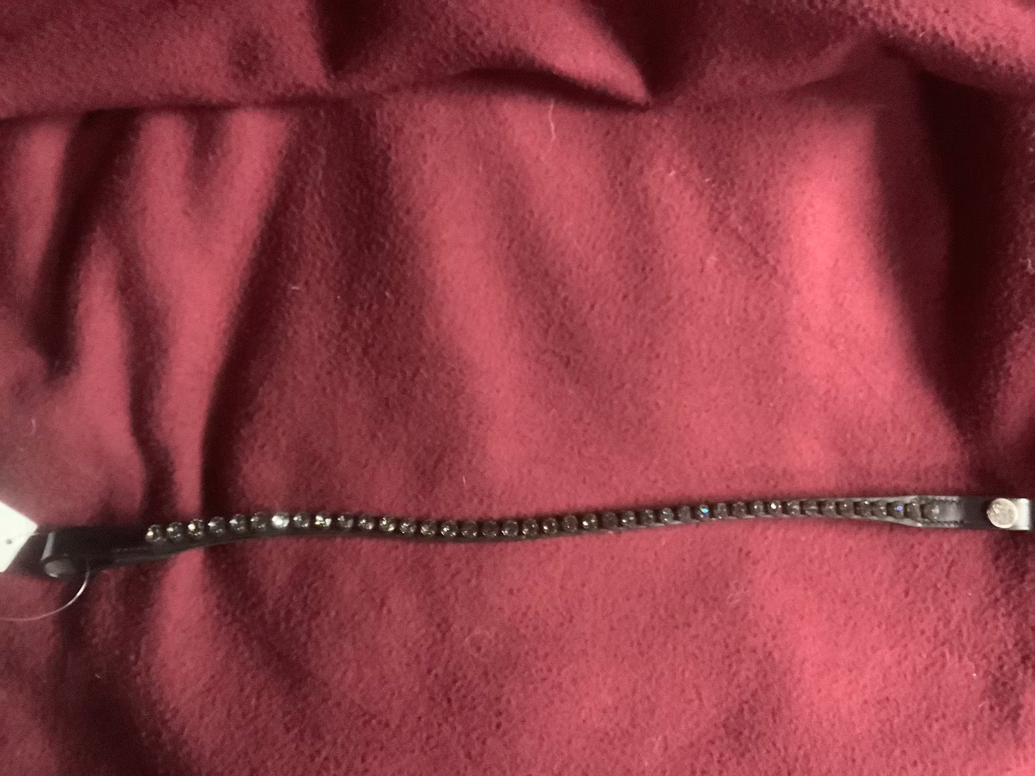 Mountain horse pannband,svart med gröna swarovskikristaller,40 cm,nytt