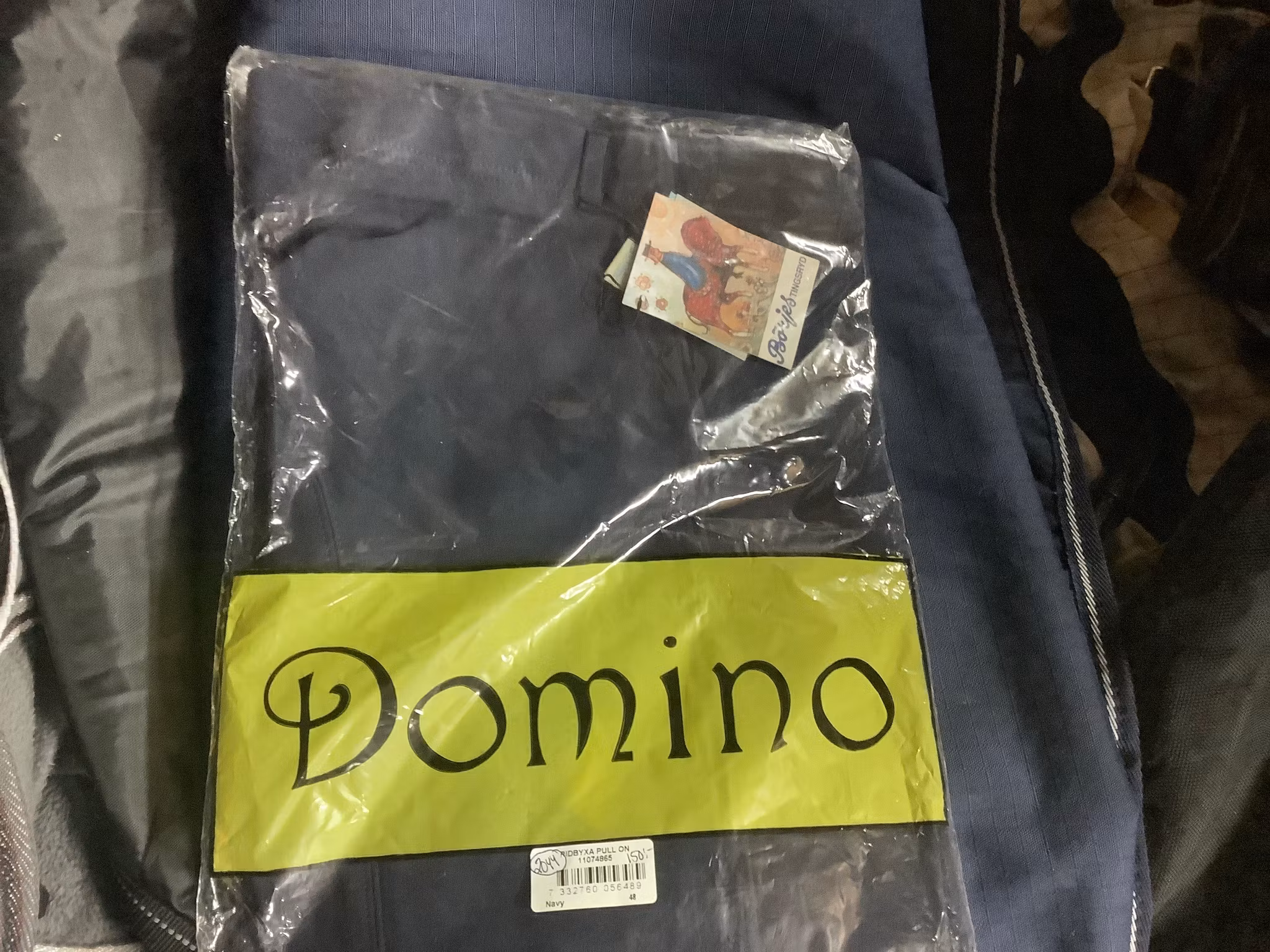 Domino ridbyxa,pull on,blå,stl 48,ny