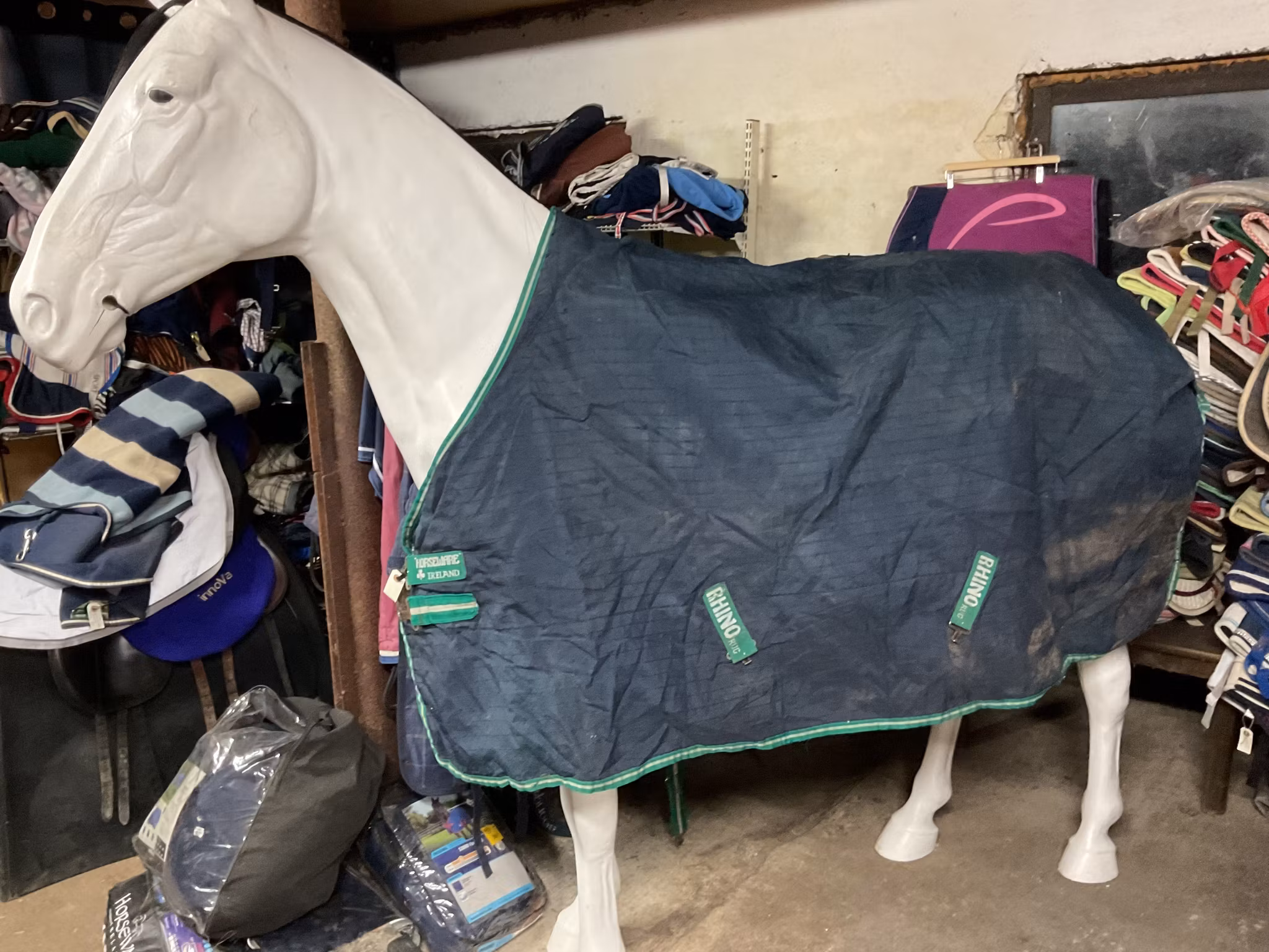 Rhino rug täcke, blått, 130 cm, 100 gr, otvättat