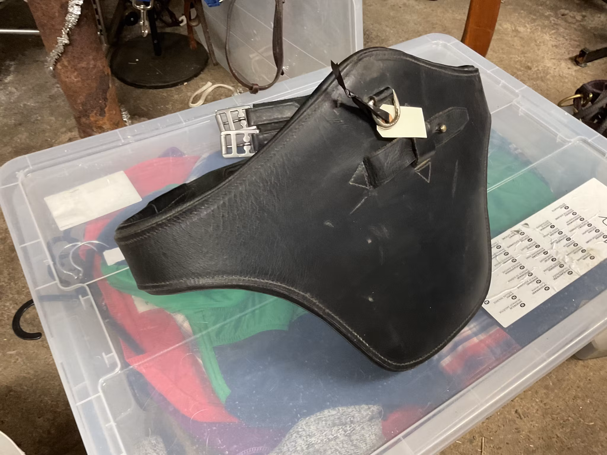 Sadelgjord med magplatta, svart, 130 cm