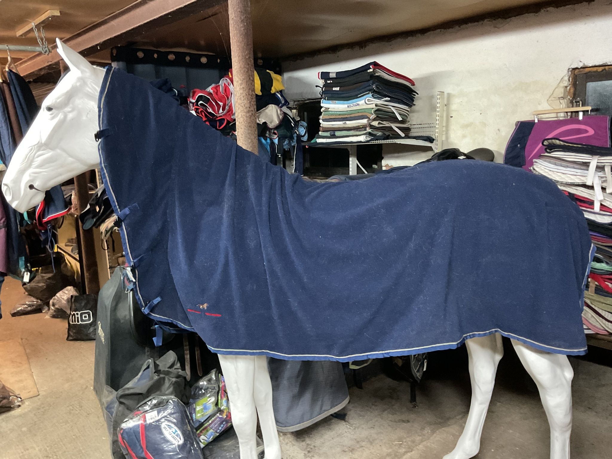 Fleecetäcke med hals, blått, 135 cm