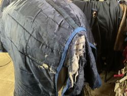Stalltäcke, 145 cm, ca 300 gr, ngr hål