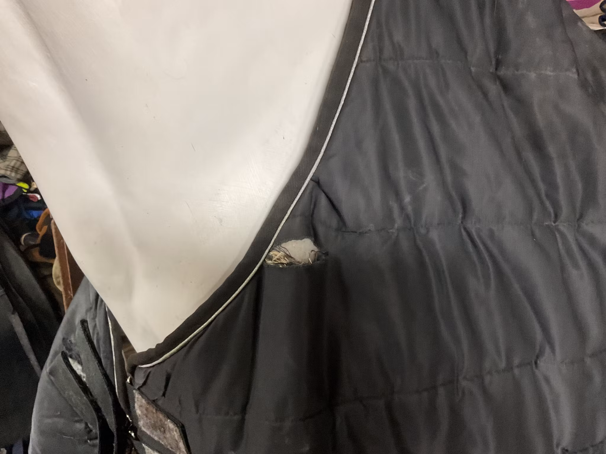 Stalltäcke, 145 cm, ngr hål, ca 300 gr