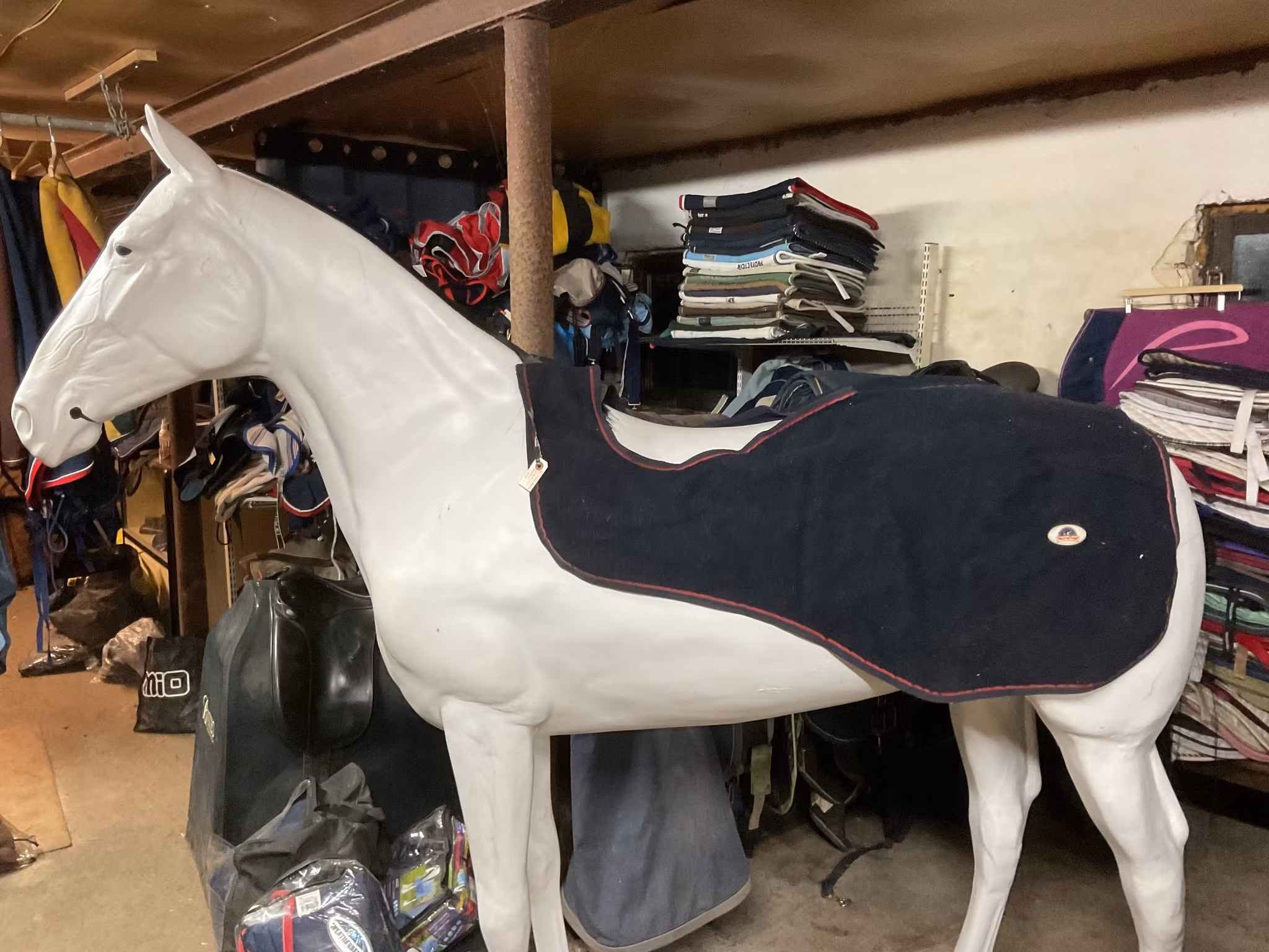 Skrittäcke,ull, blått, 115 cm, otvättat