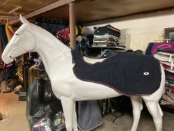 Skrittäcke,ull, blått, 115 cm, otvättat