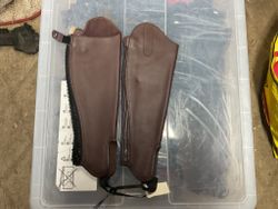 Shortchaps läder,xs,nya,bruna