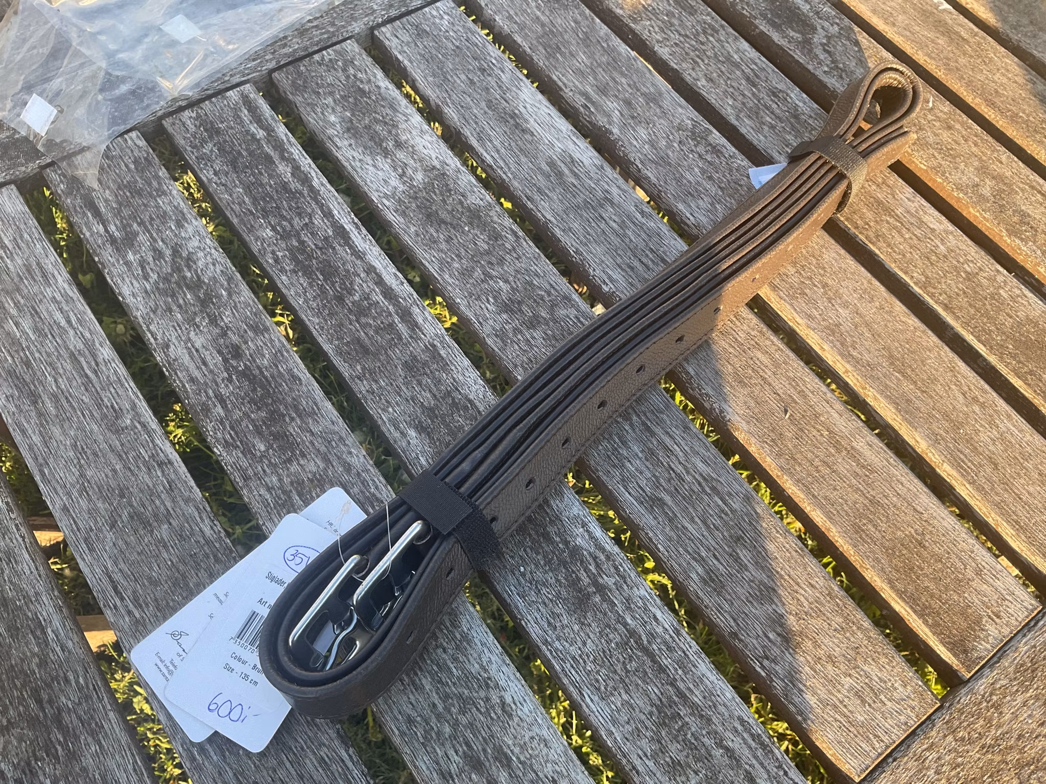 Santa cruz, stigläder i kalvskinn,bruna, 135 cm, nya