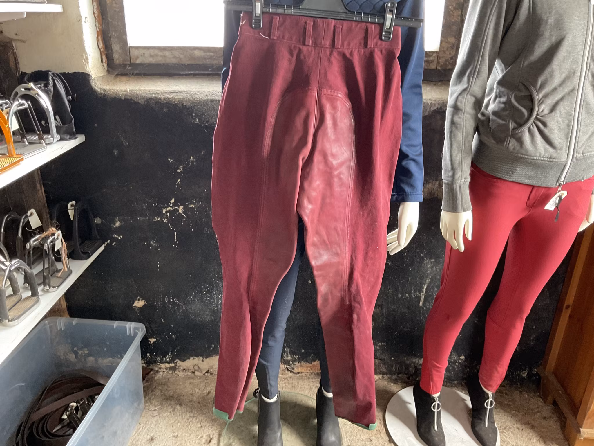 Cavallo helskodda (läder) ridbyxor,vinröda, ital 44