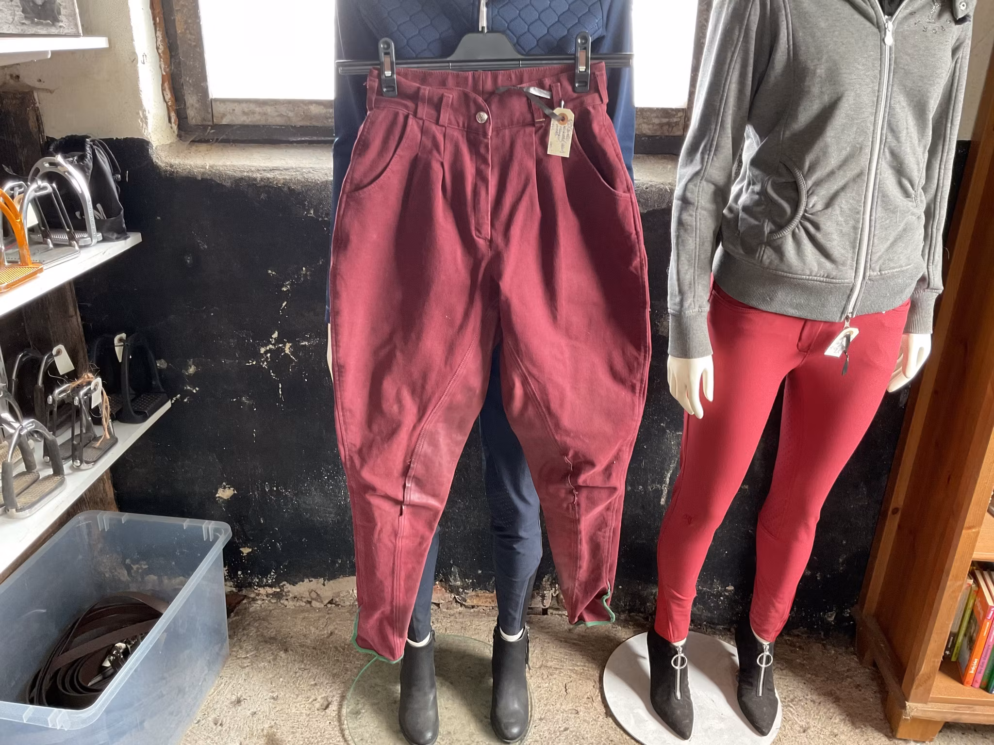 Cavallo helskodda (läder) ridbyxor,vinröda, ital 44