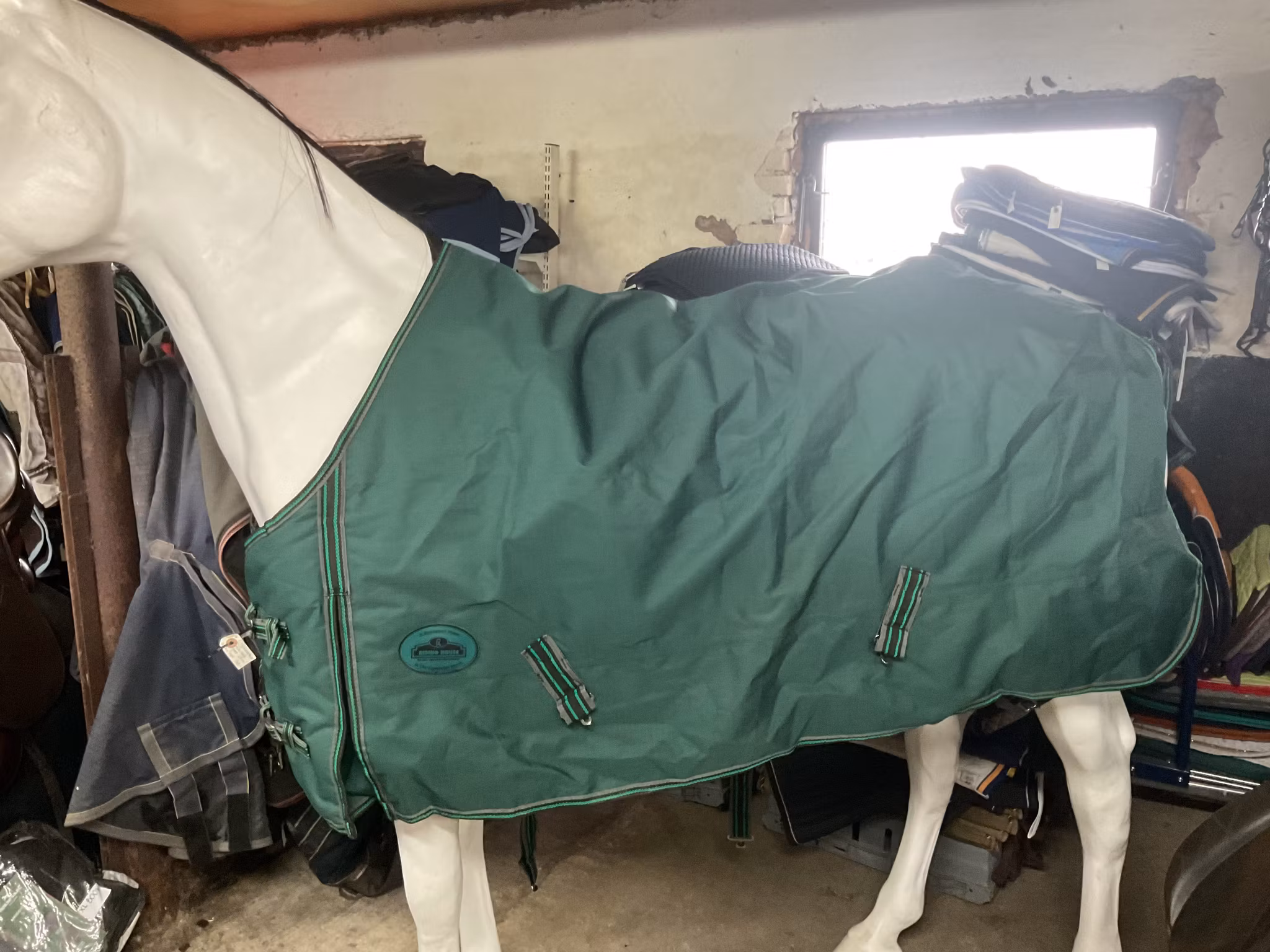 Riding house, vintertäcke, grönt, 135 cm, ca 300 gr, Nytt