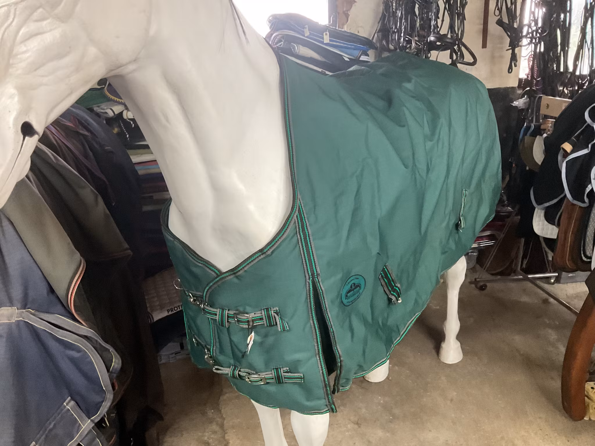 Riding house, vintertäcke, grönt, 135 cm, ca 300 gr, Nytt