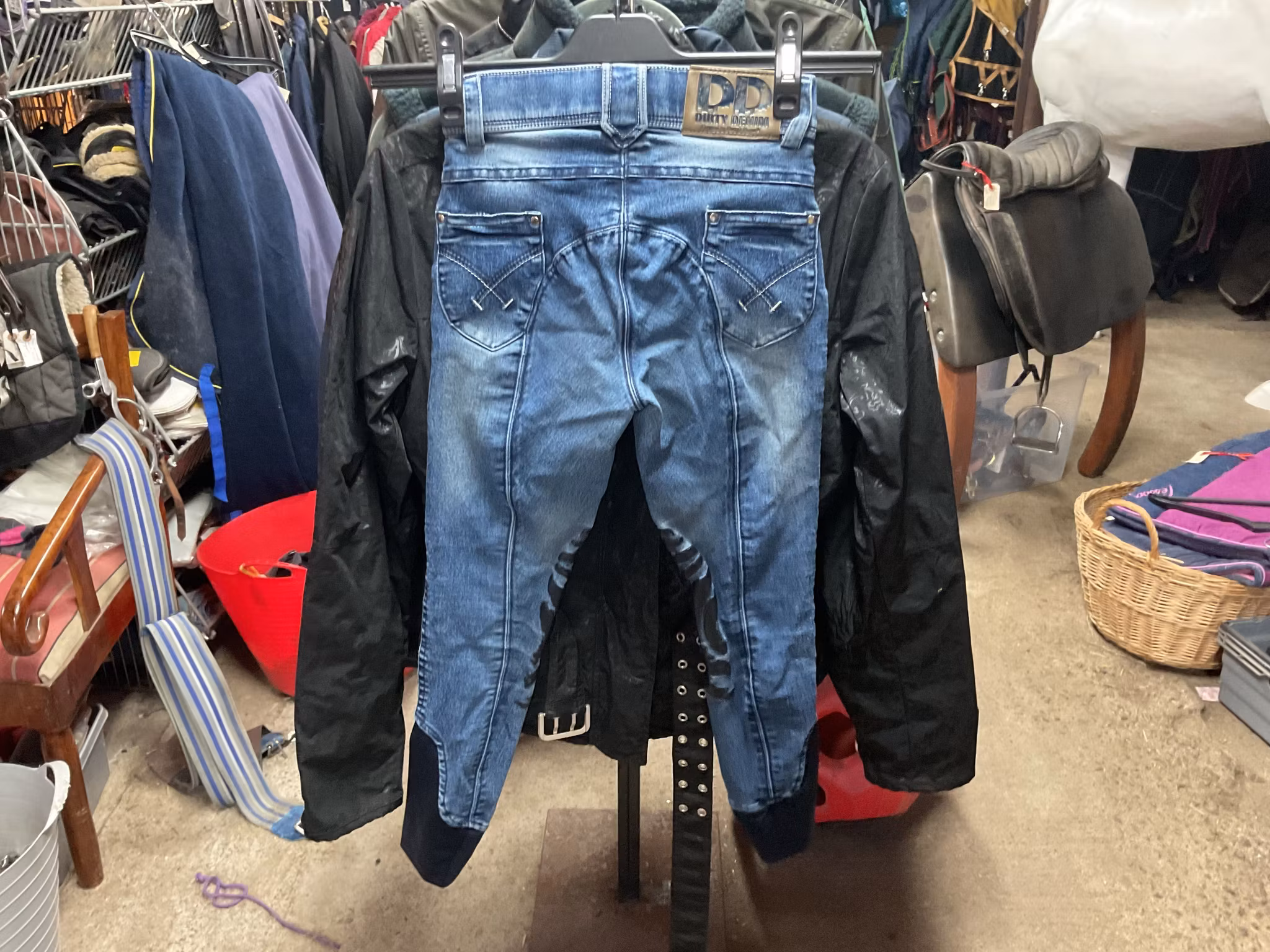 Dirty denim jeans ridbyxor,knägrip,stl 140