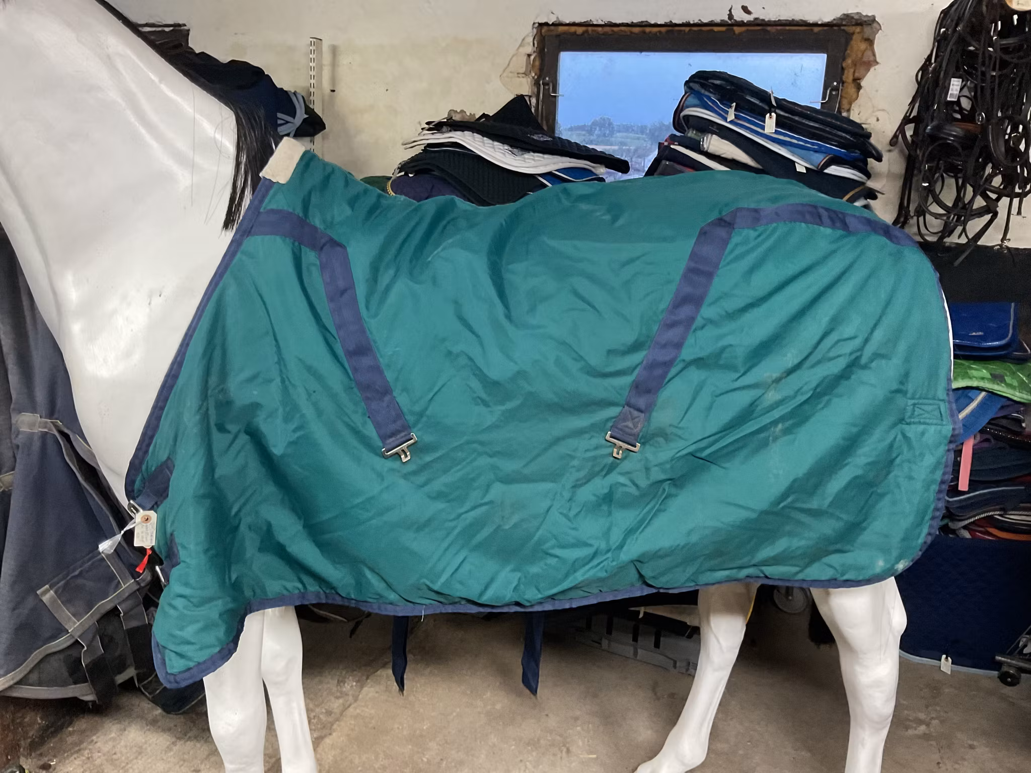 Stalltäcke grönt,115 cm, otvättat,ca 100 gr