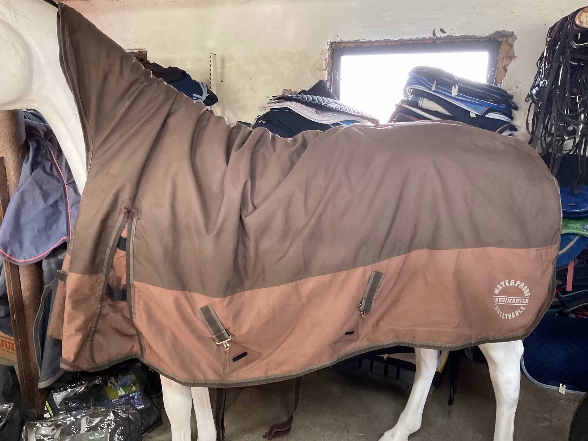Vintertäcke,brunt med fast hals,155 cm, 400 gr