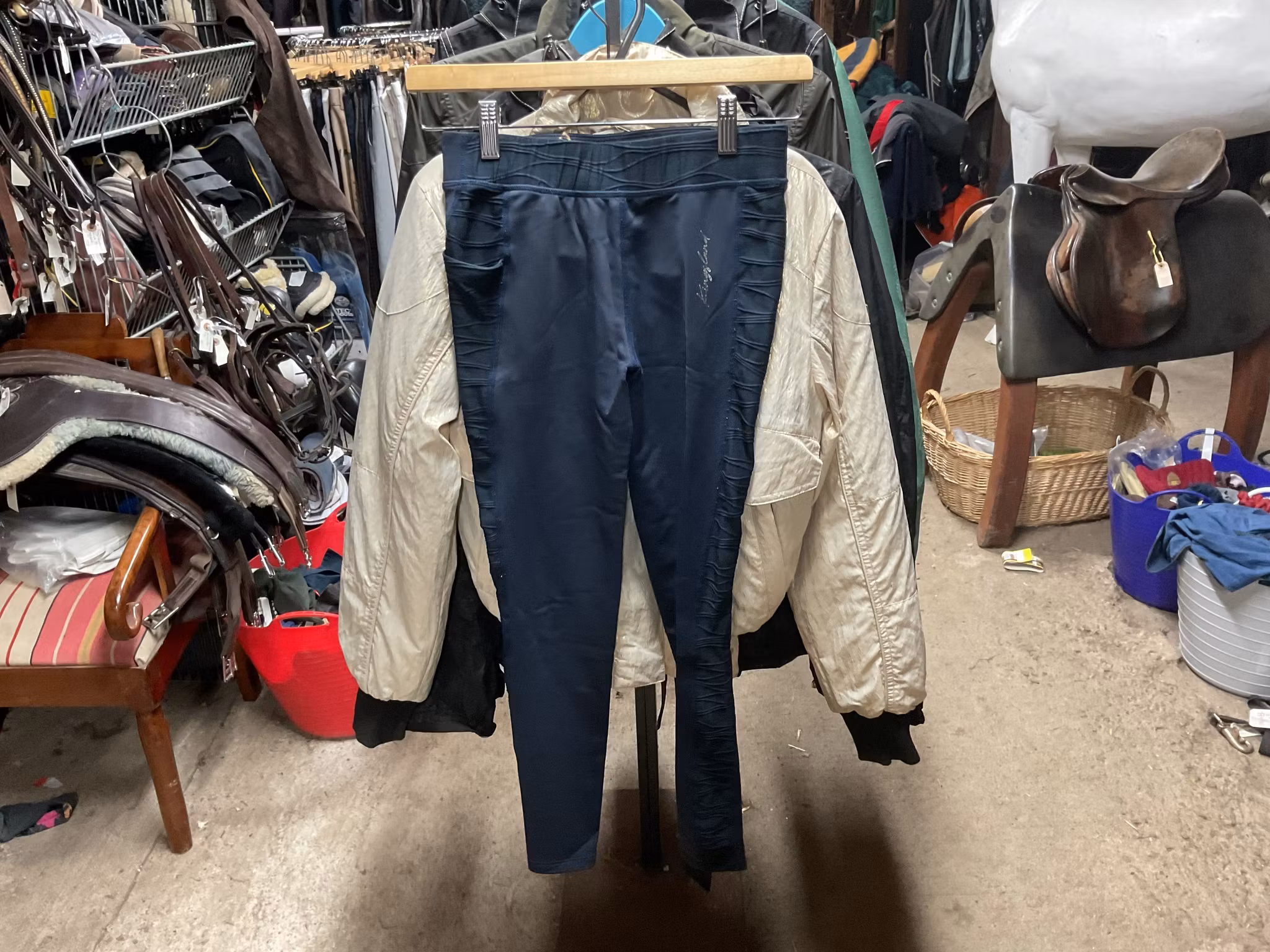 Kingsland ridtights,blåa,fullgrip,mobilficka,ngt slitna, 158/164