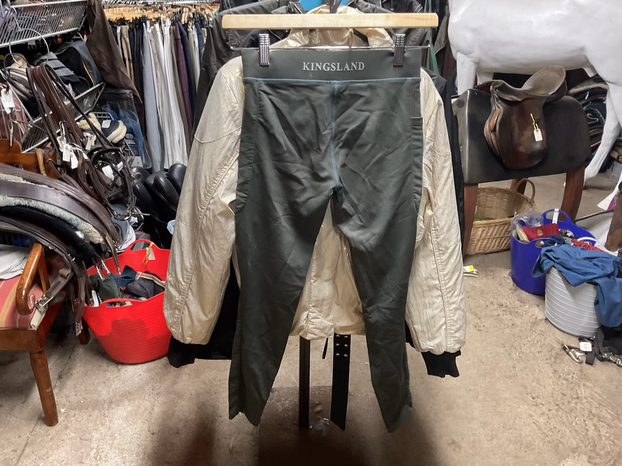 Kingsland ridtights,gröna,mobilficka,fullgrip,146/152