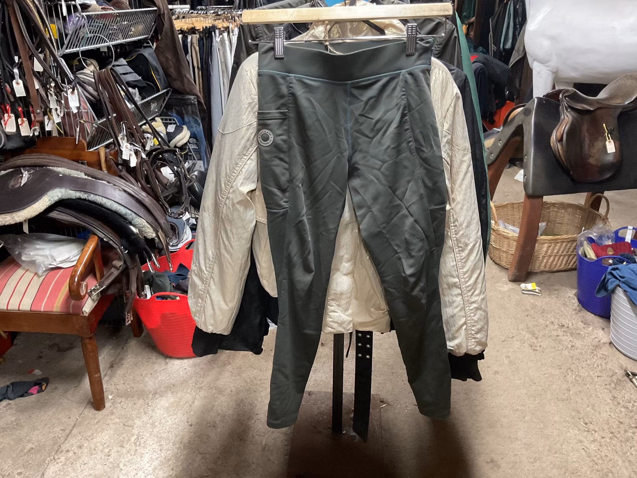 Kingsland ridtights,gröna,mobilficka,fullgrip,146/152