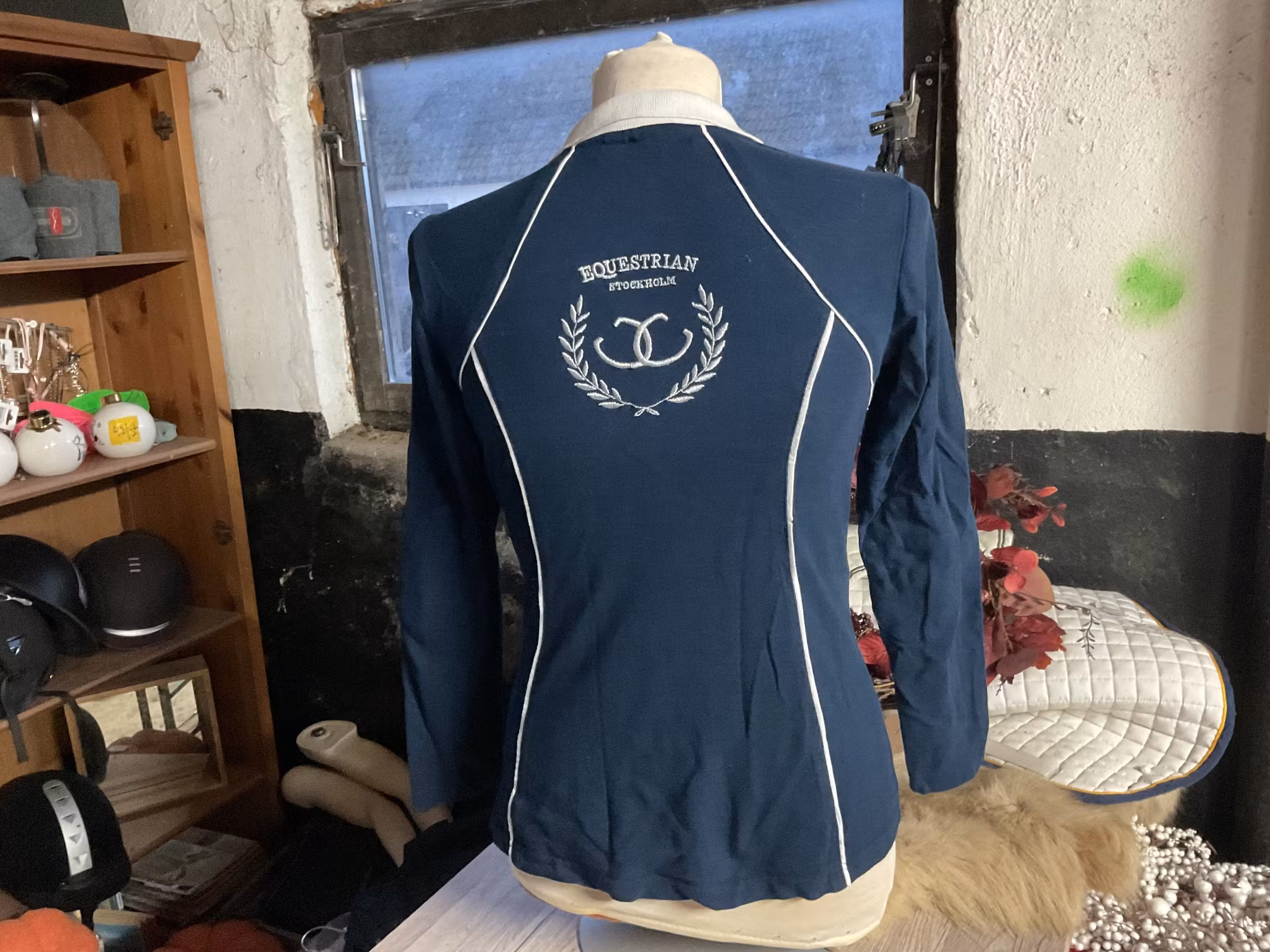 Equestrian långärmad pikétröja,m,blå