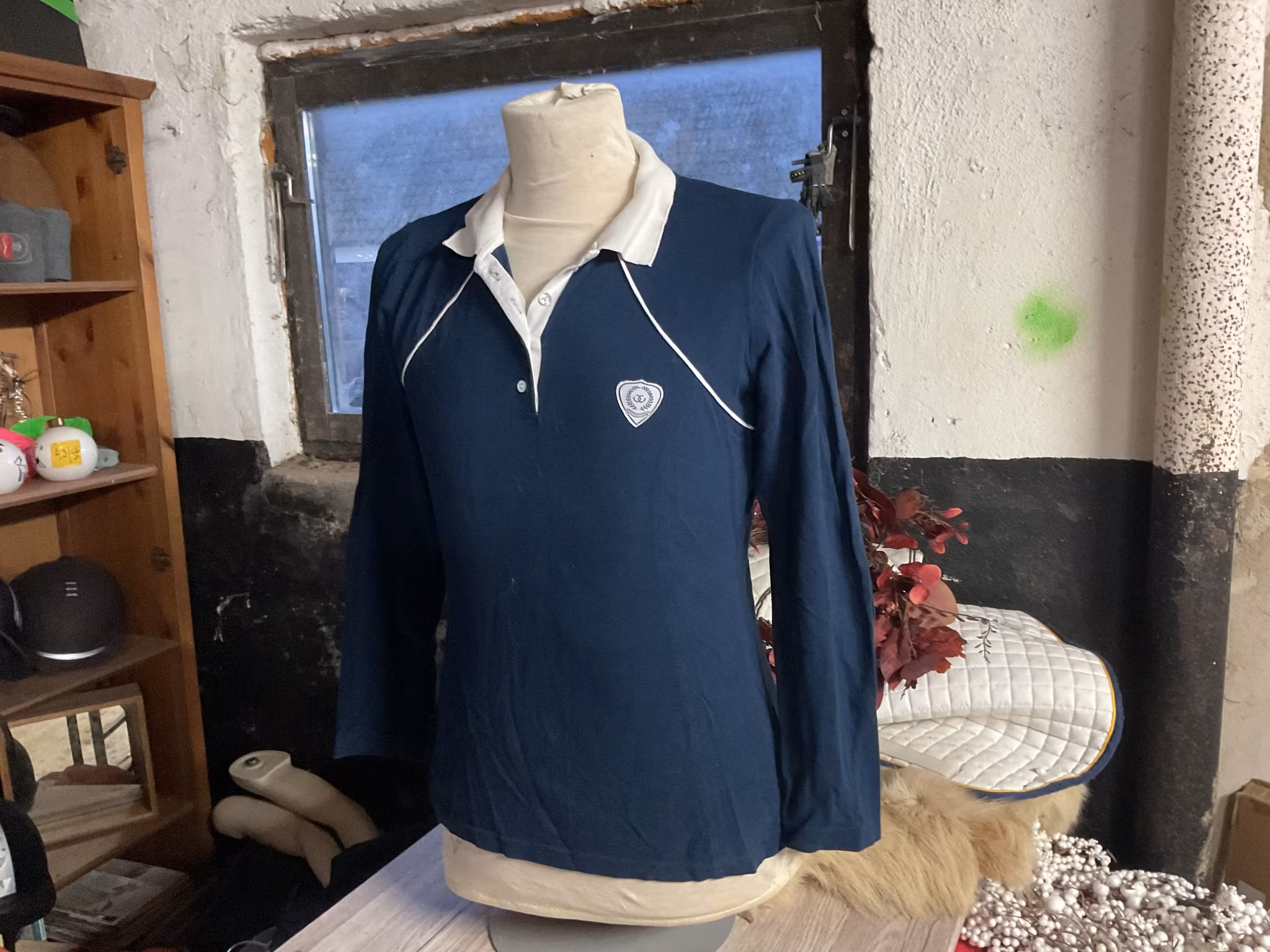 Equestrian långärmad pikétröja,m,blå