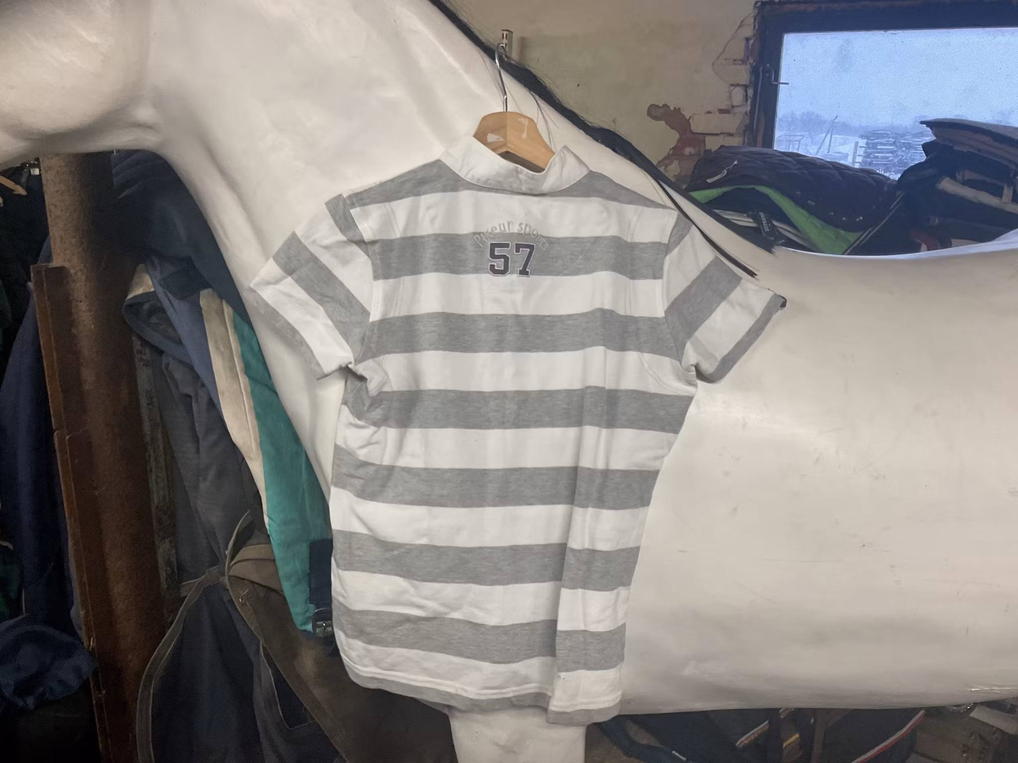 Pikeur,piké tröja,grå/vit,stl 38