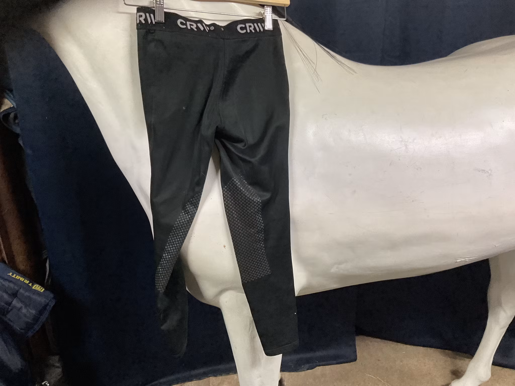 CRW ridtights,svarta,halfgrip,134/140