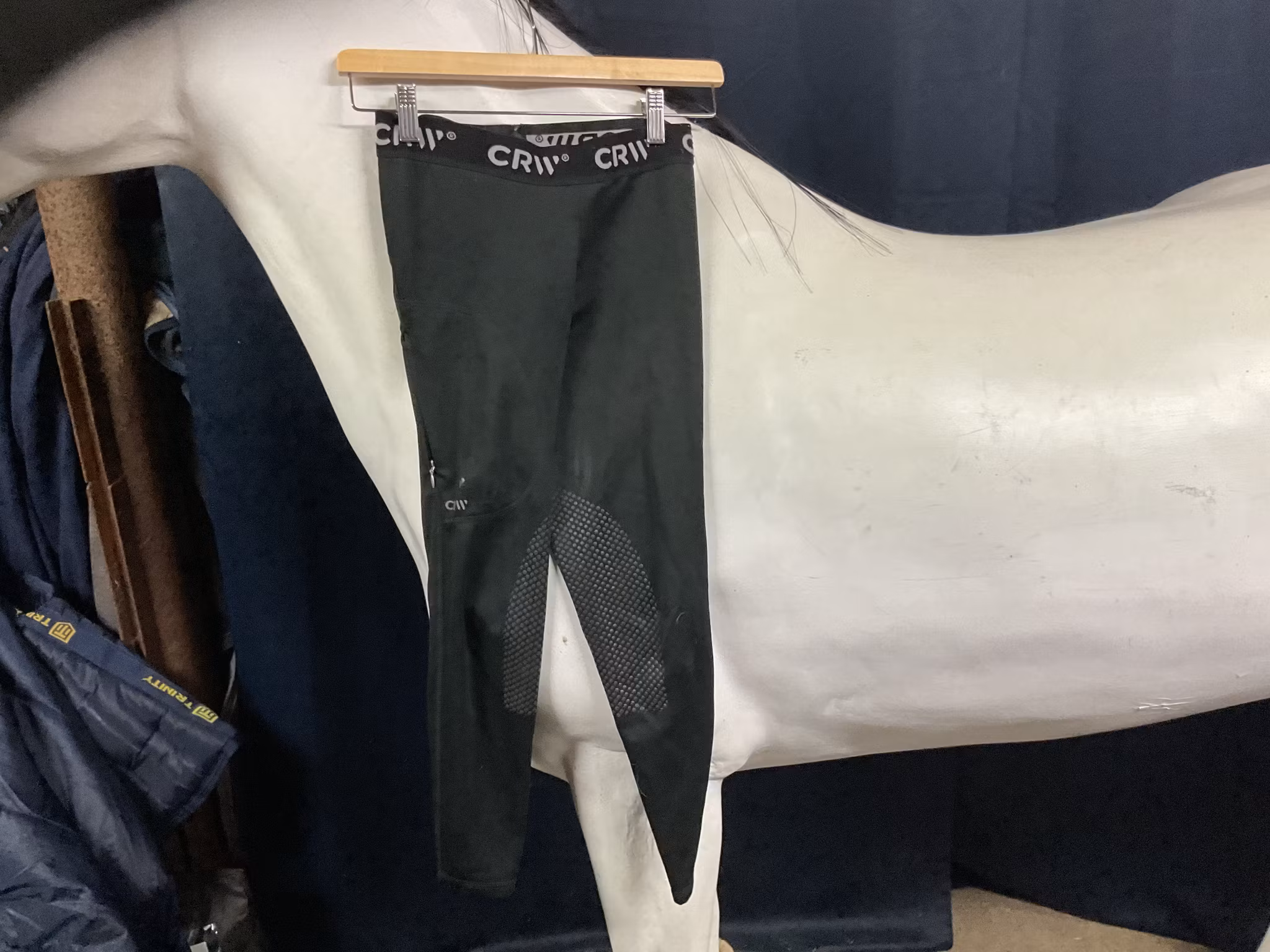 CRW ridtights,svarta,halfgrip,134/140