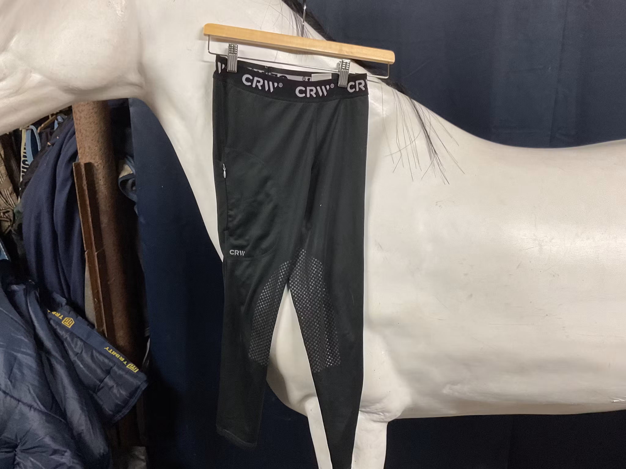 CRW ridtights,svarta,halfgrip,134/140