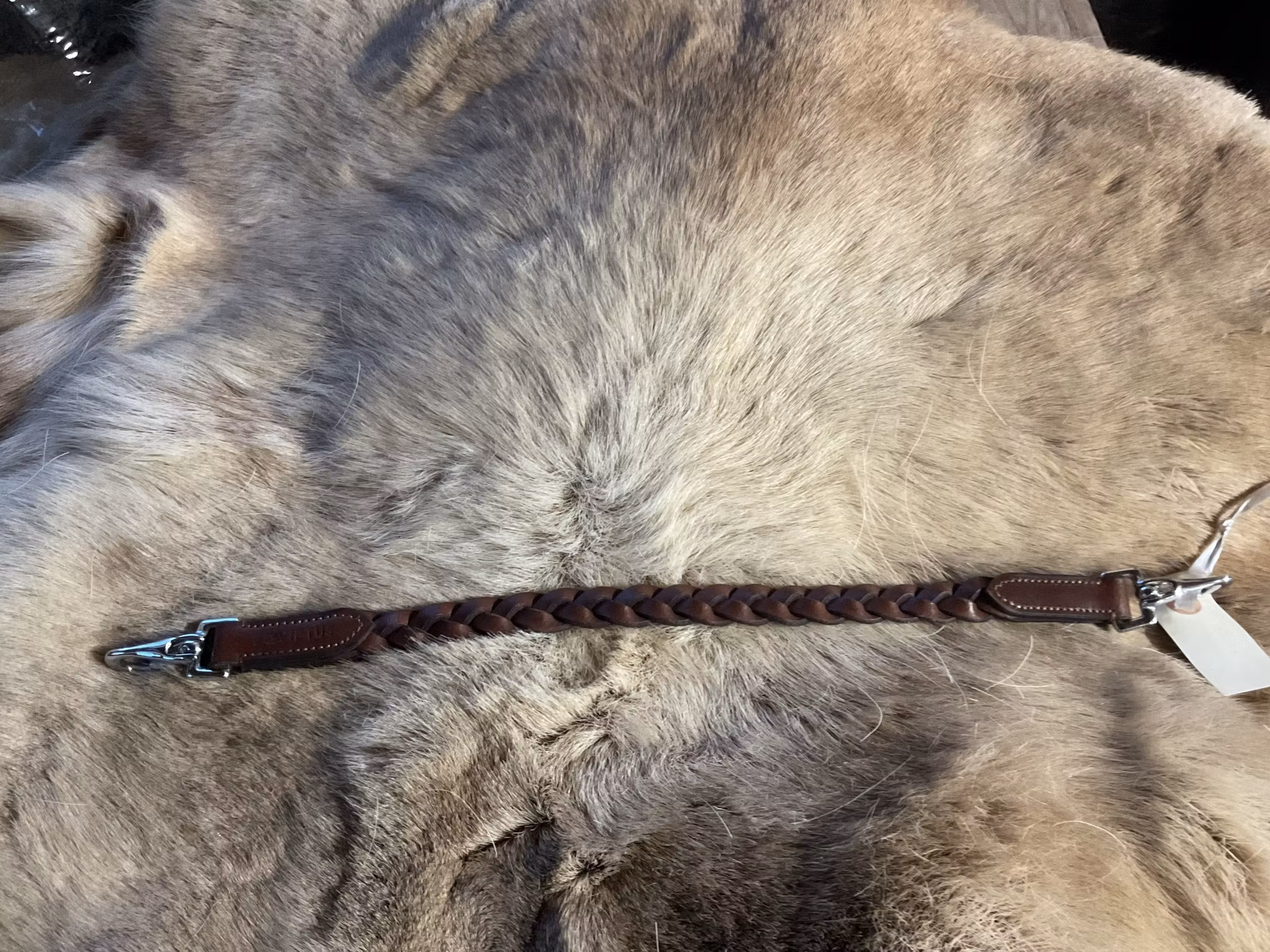 Eqviptus sadelhandtag,brunt,flätat,45 cm,nytt