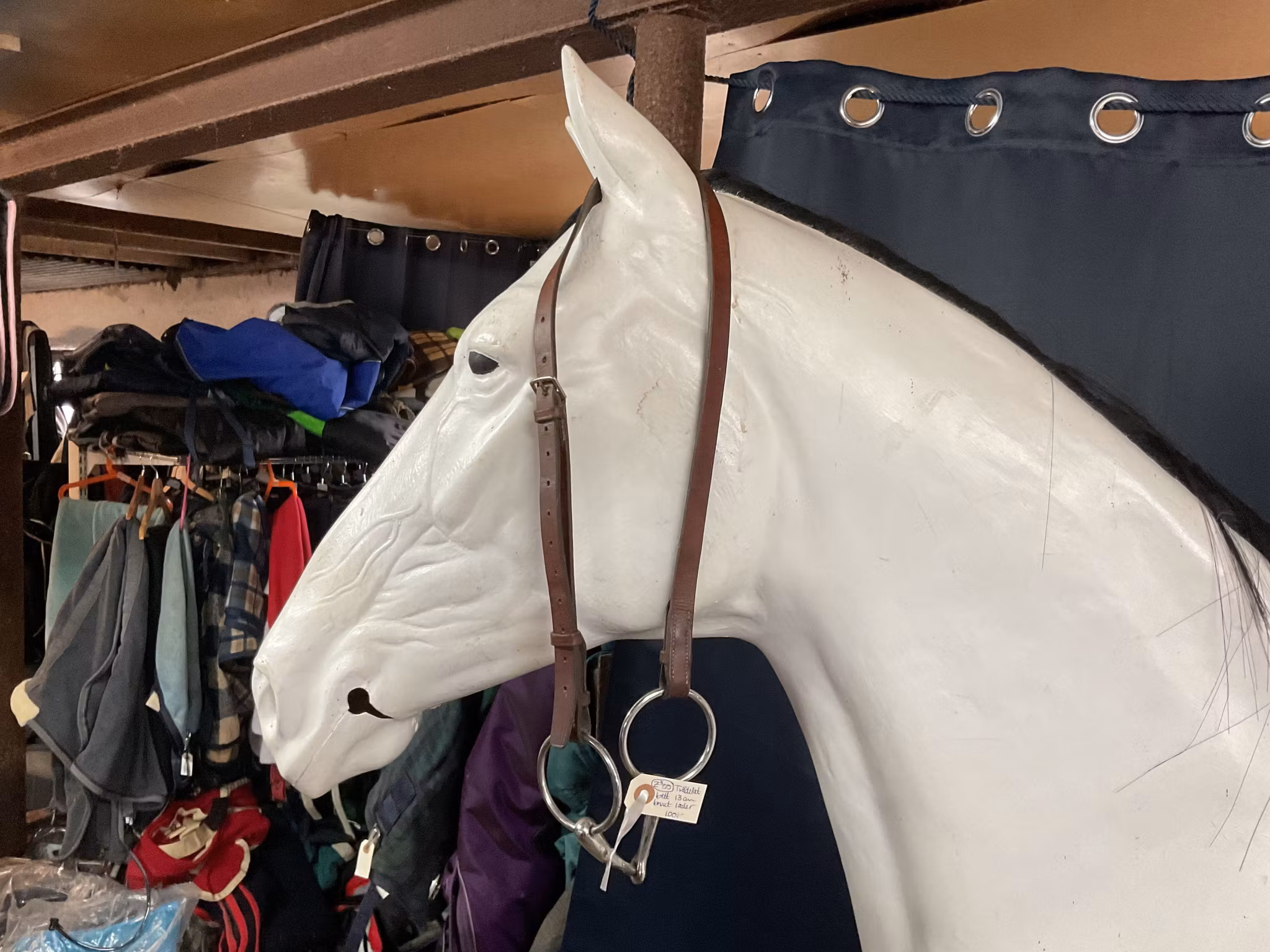 Tvådelat bett 13 cm, brunt läder