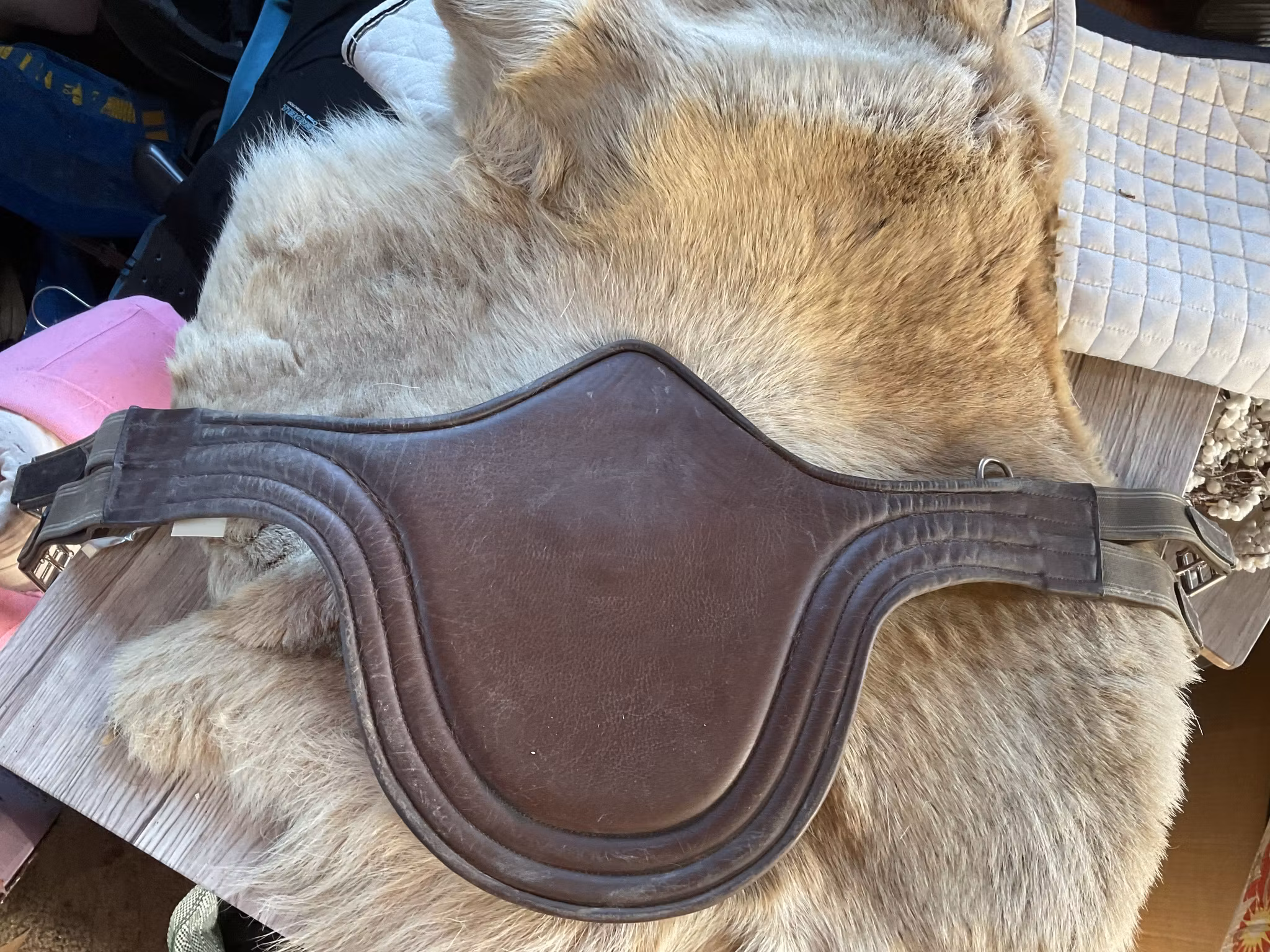 Sadelgjord med magplatta,brun, 100 cm
