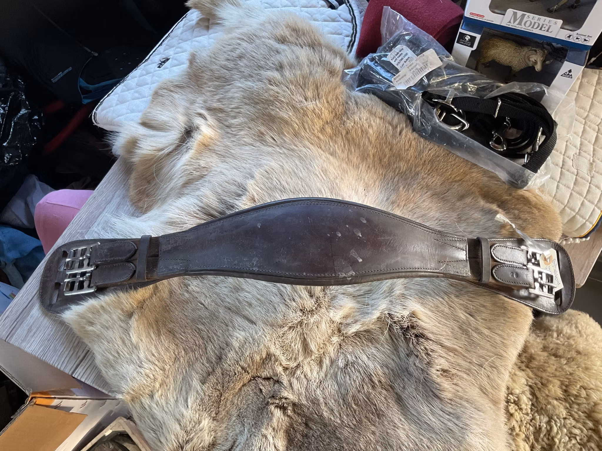 Sadelgjord brun,65 cm, läder