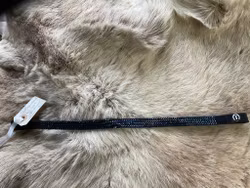 Pannband tyg,svart,blåa pärlor, 41 cm