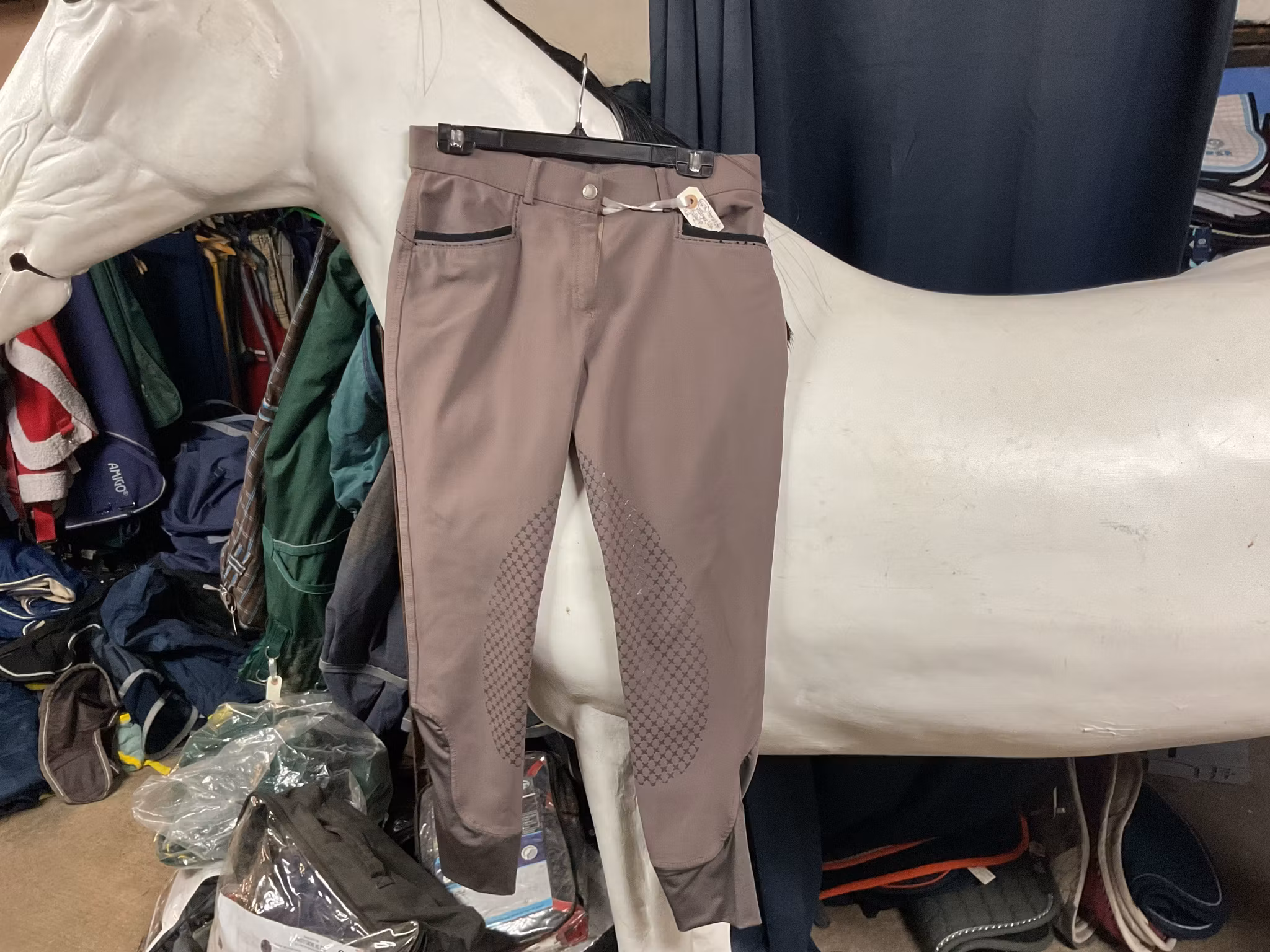 Horselife ridbyxor, plommonlila,halfgrip, stl 42
