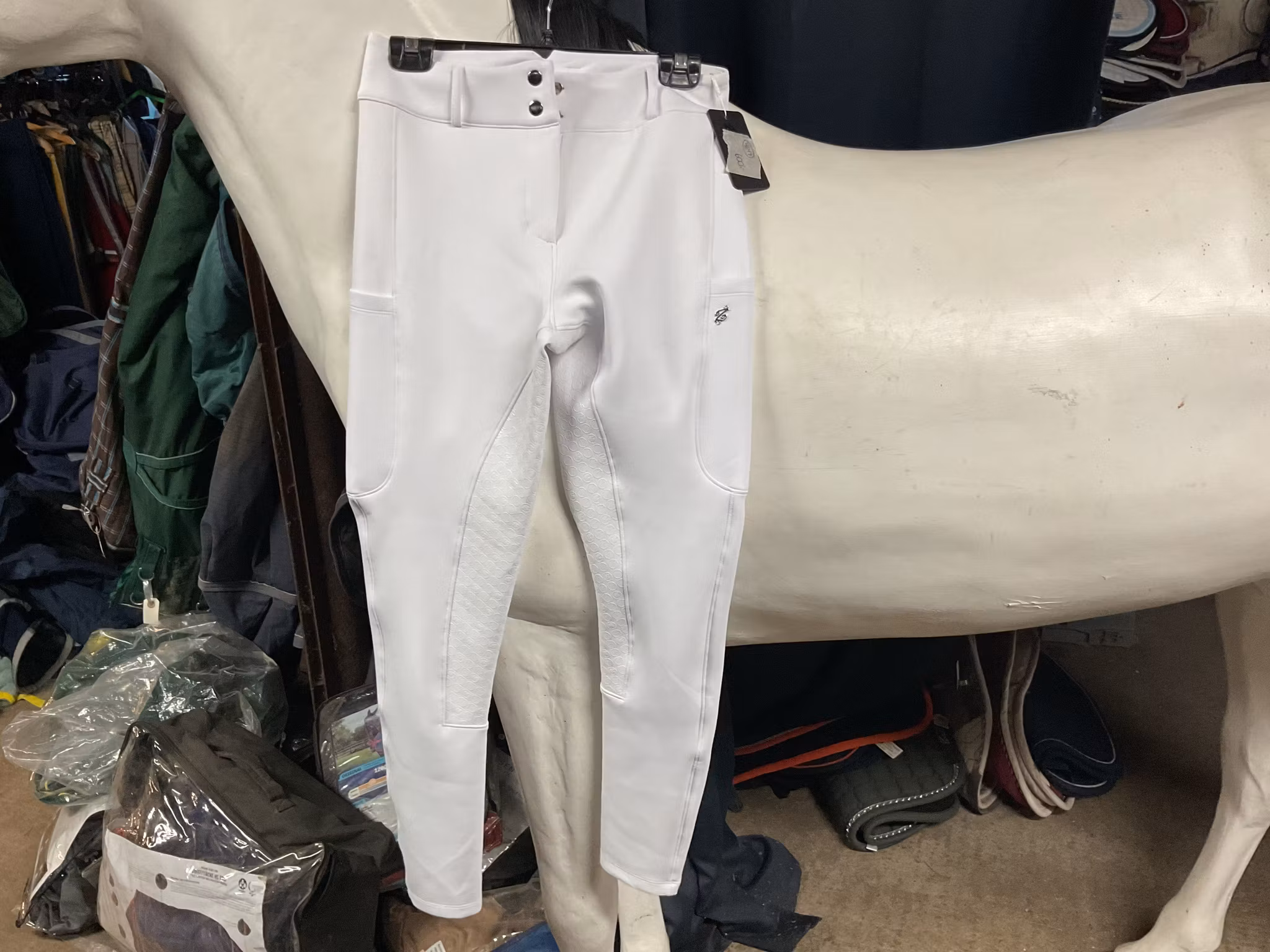 ZacZess bombay white silver pro,tävlingsridtights,L, fullgrip, nya