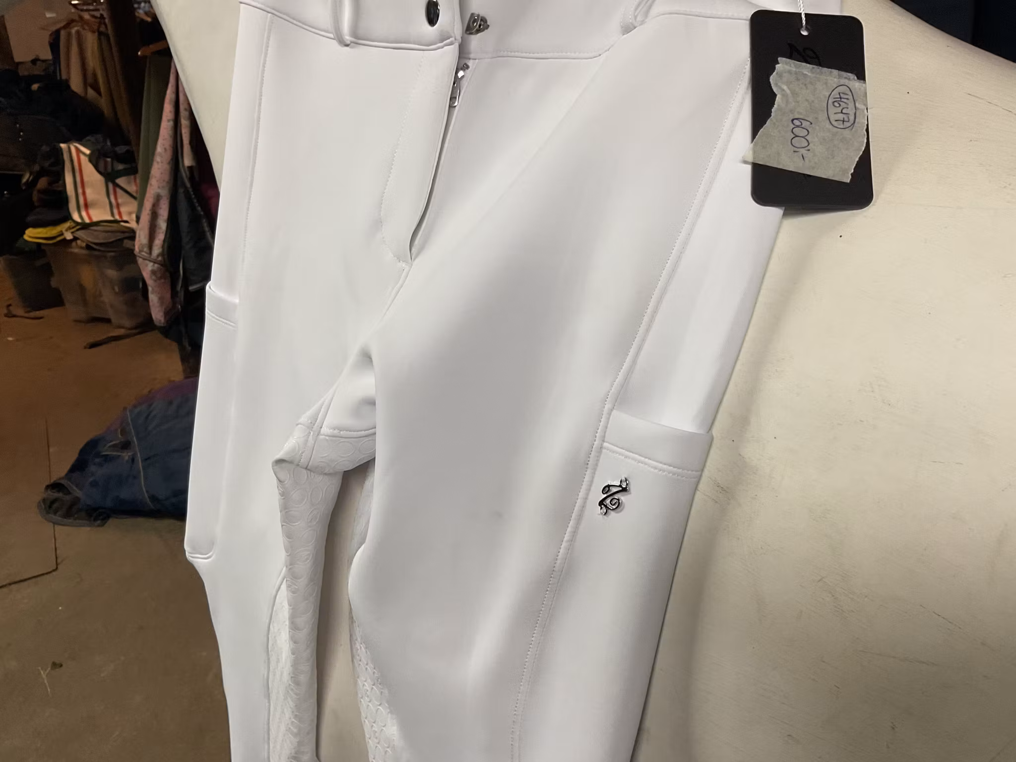 ZacZess bombay white silver pro,tävlingsridtights,L, fullgrip, nya