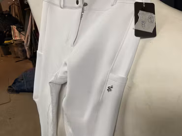 ZacZess bombay white silver pro,tävlingsridtights,L, fullgrip, nya