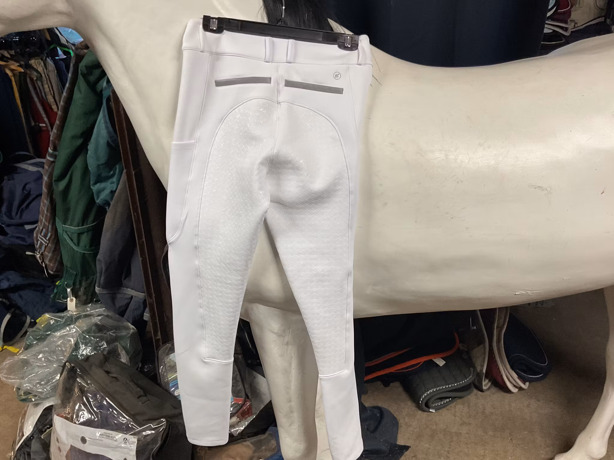 ZacZess bombay white silver pro,tävlingsridtights,L, fullgrip, nya
