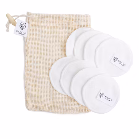 Återanvändbara Makeuprondeller ekologisk bambu & bomull 8 pack Snow Fox