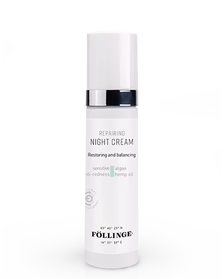 Föllinge PRO Repairing Night Creme är, en nattkrämen utöver det vanliga, speciellt utformad för att verka extremt lugnande och dämpa irriterad hud medan du sover.