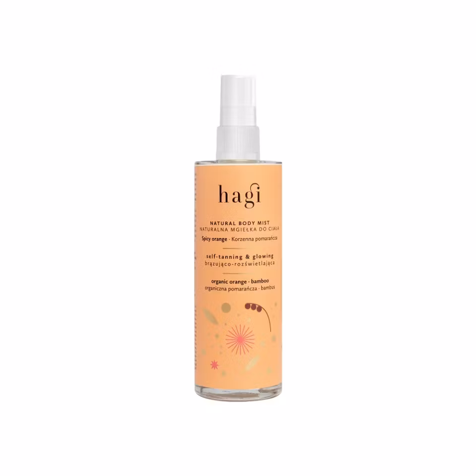 Bronzing  Selftanning Body Mist från Hagi har ett vegetabisliskt DHA för ett underbart skimmer. Misten som ger en underbar bronston på huden samtidigt som huden blir återfuktad. Ber