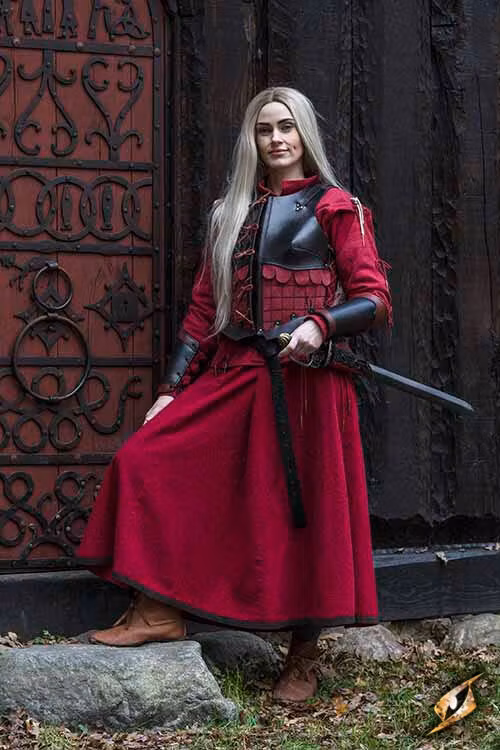 Female Leather Armour - Ox Brun/Röd