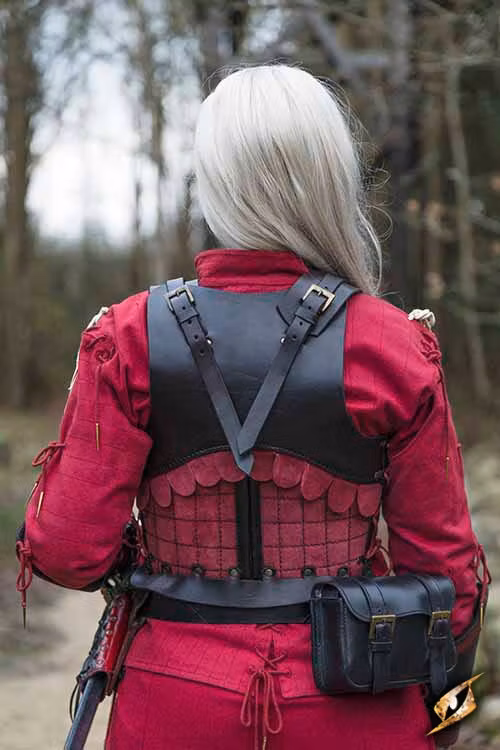 Female Leather Armour - Ox Brun/Röd