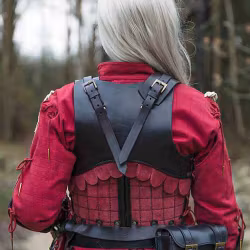 Female Leather Armour - Ox Brun/Röd