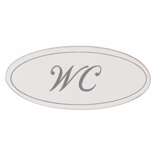 Dörrskylt i trä "WC" 10cm