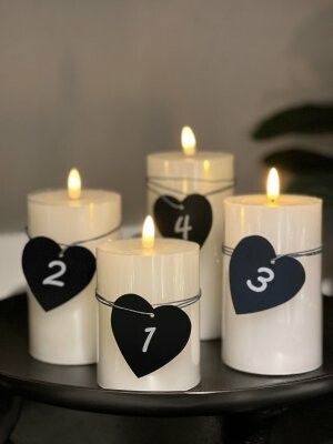 Hjärta Advent på tråd 1-4 Vit