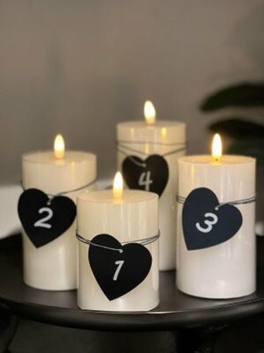 Hjärta Advent på tråd 1-4 Vit