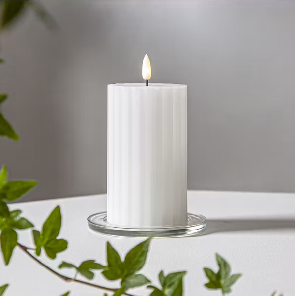 LED Blockljus Flamme Stripe 8*15cm Vit
